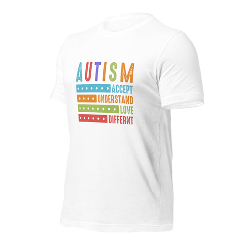 White unisex staple t-shirt shown from the left front.