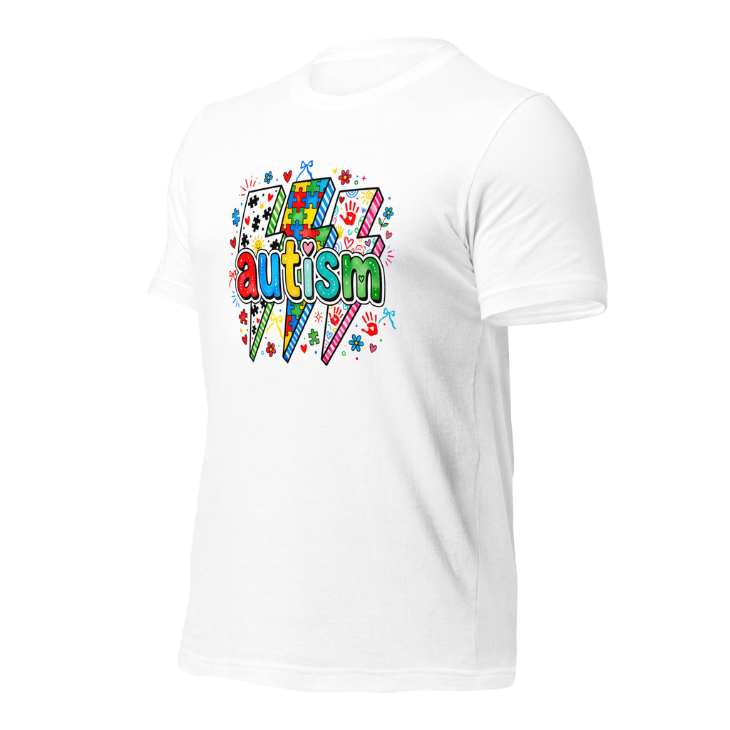 White unisex staple t-shirt shown from the left front.