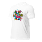 White unisex staple t-shirt shown from the left front.