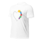 White unisex staple t-shirt shown from the left front.