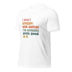White unisex staple t-shirt shown from the left front.