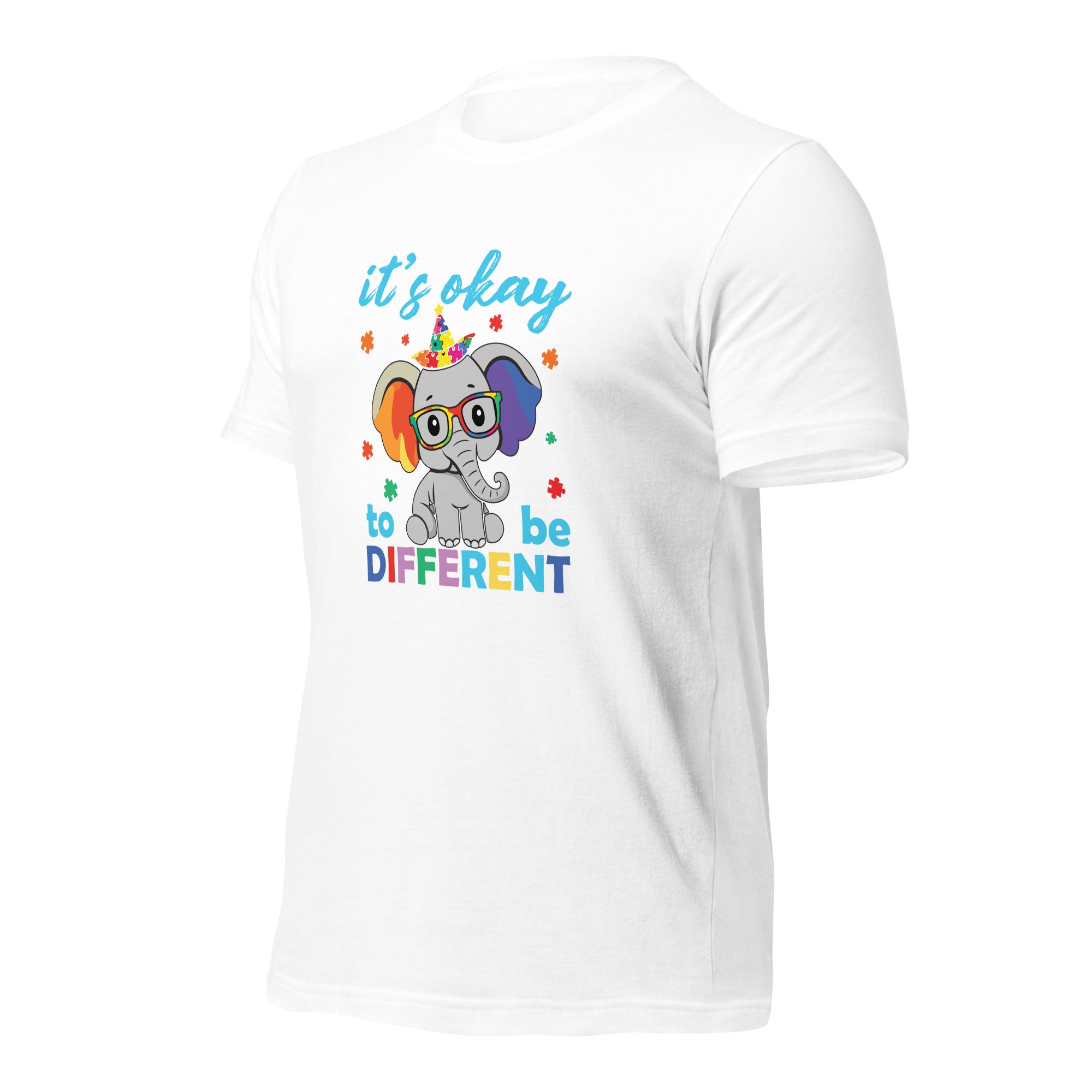 White unisex staple t-shirt shown from the left front.