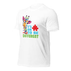 White unisex staple t-shirt in white shown from the left front.