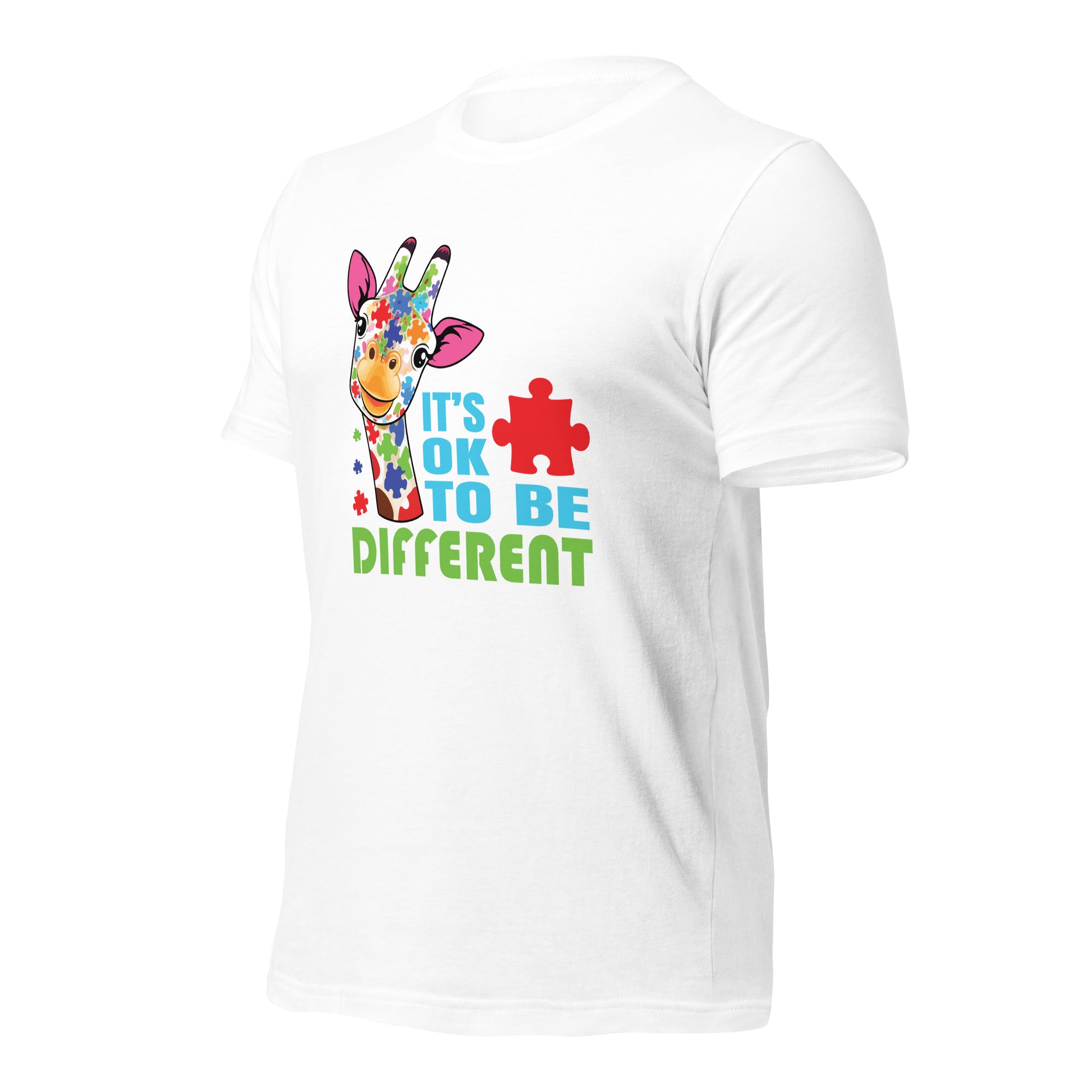 White unisex staple t-shirt in white shown from the left front.