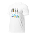 White unisex staple t-shirt shown from the left front.