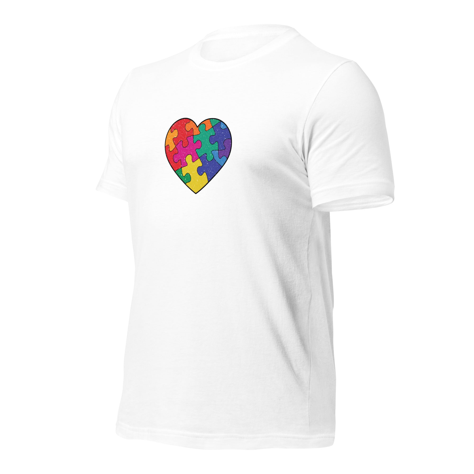 White unisex staple t-shirt shown from the left front.