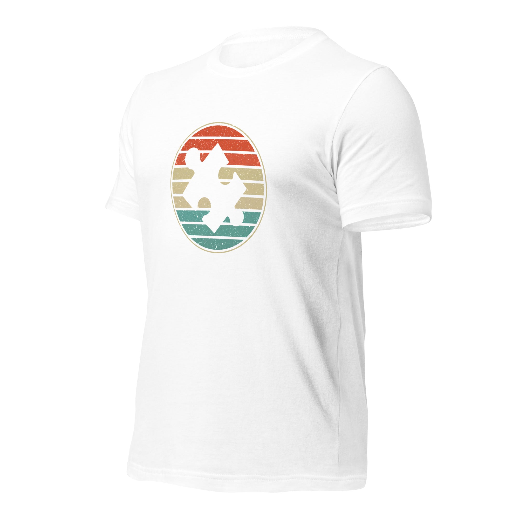 White unisex staple t-shirt shown from the left front.