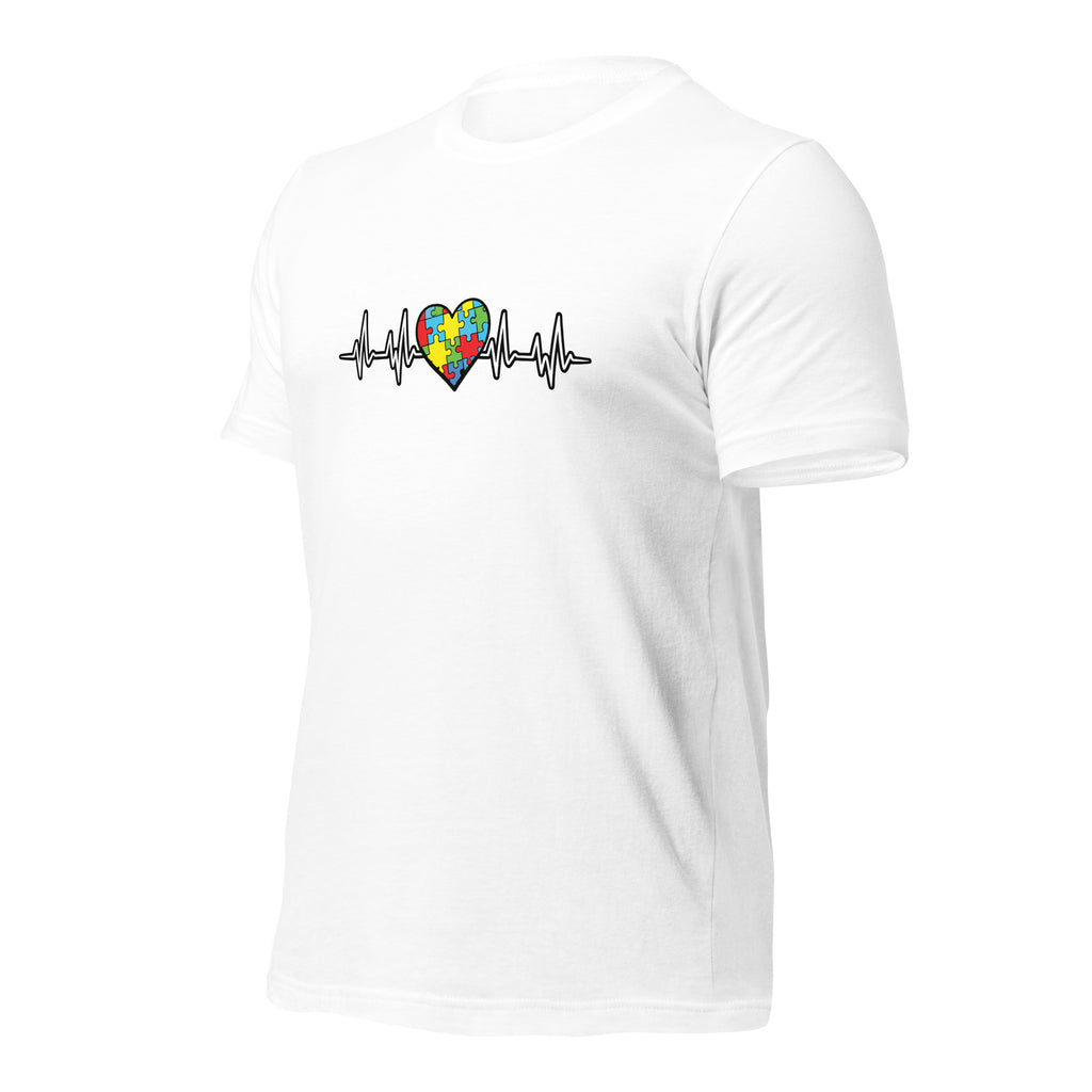 White unisex staple t-shirt shown from the left front.