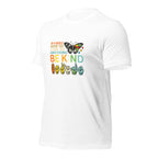 White unisex staple t-shirt shown from the left front.