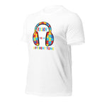 White unisex staple t-shirt shown from the left front.