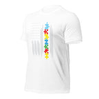 White unisex staple t-shirt shown from the left front.