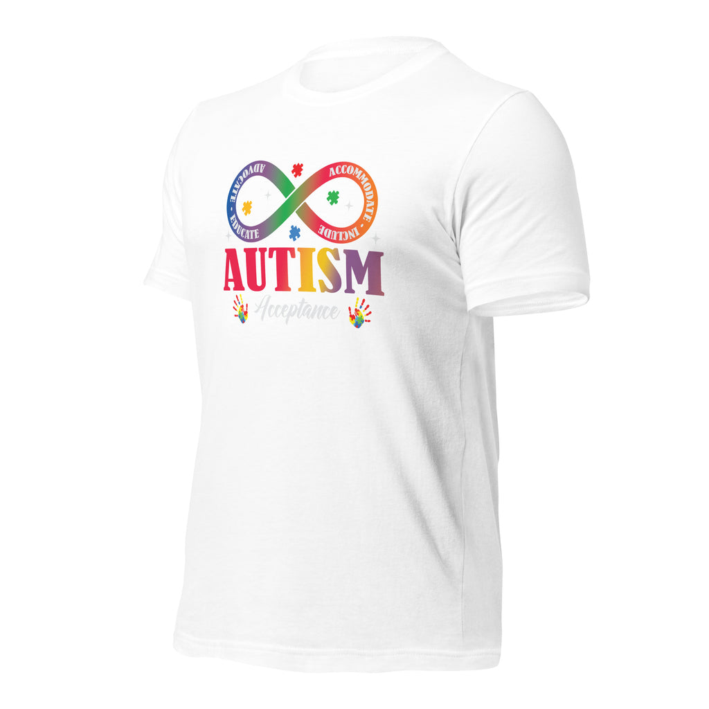 White unisex staple t-shirt shown from the left front.