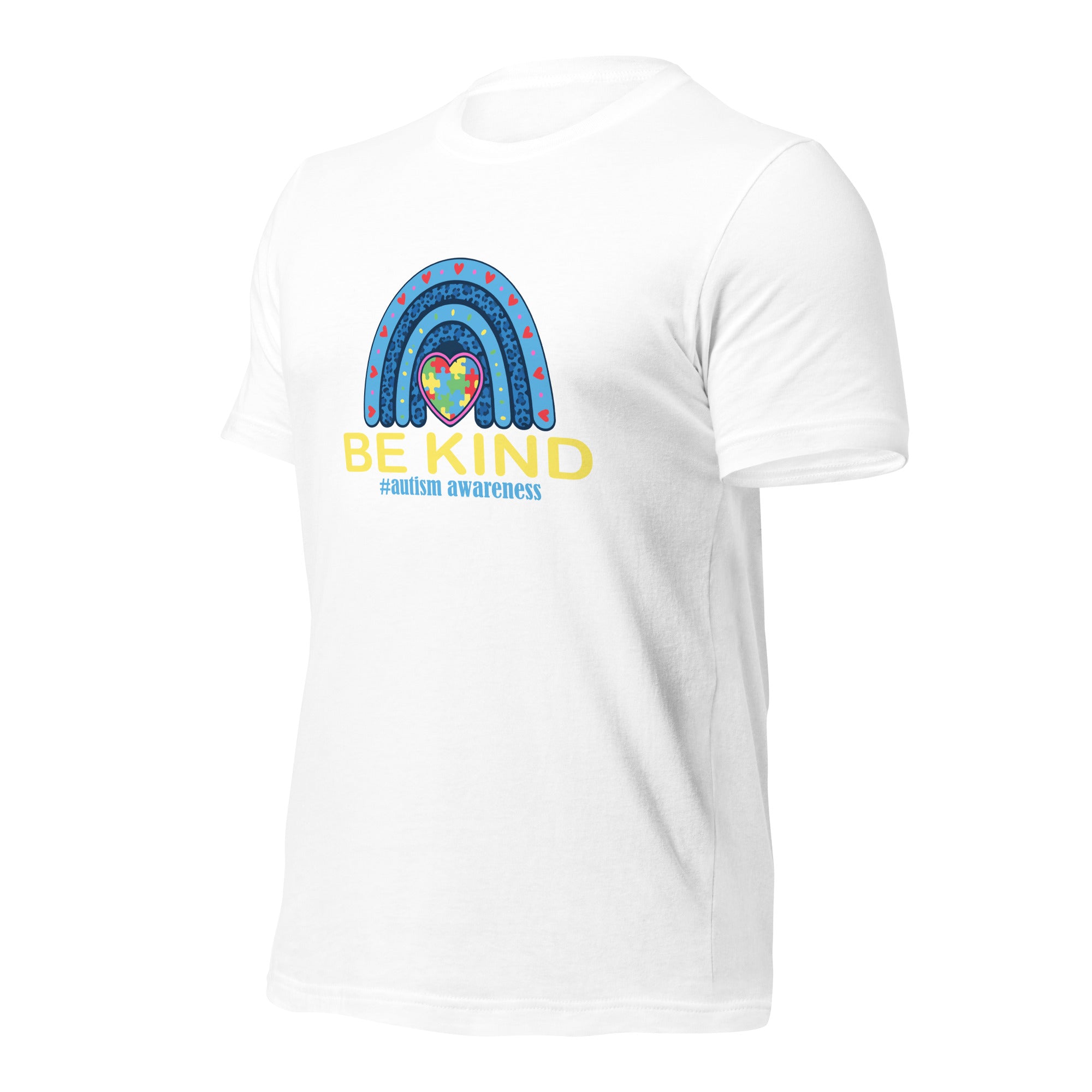 White unisex staple t-shirt shown from the left front.