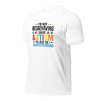 White unisex staple t-shirt shown from the left front.