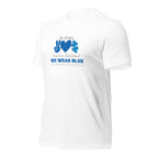 White unisex staple t-shirt shown from the left front.