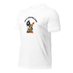 White unisex staple t-shirt shown from the left front.