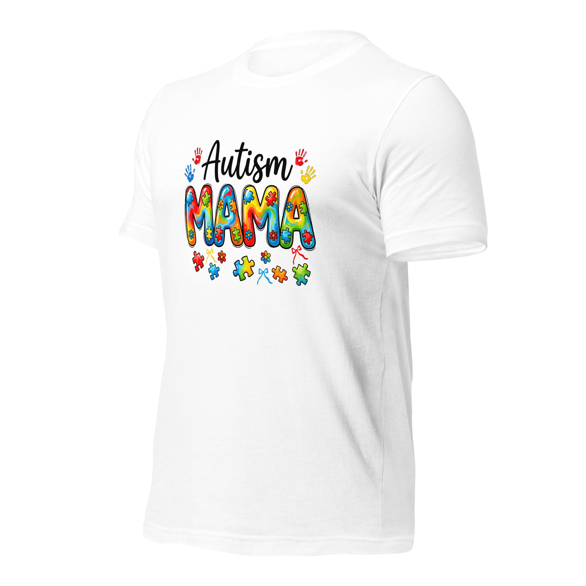 White unisex staple t-shirt shown from the left front.