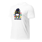 White unisex staple t-shirt shown from the left front.