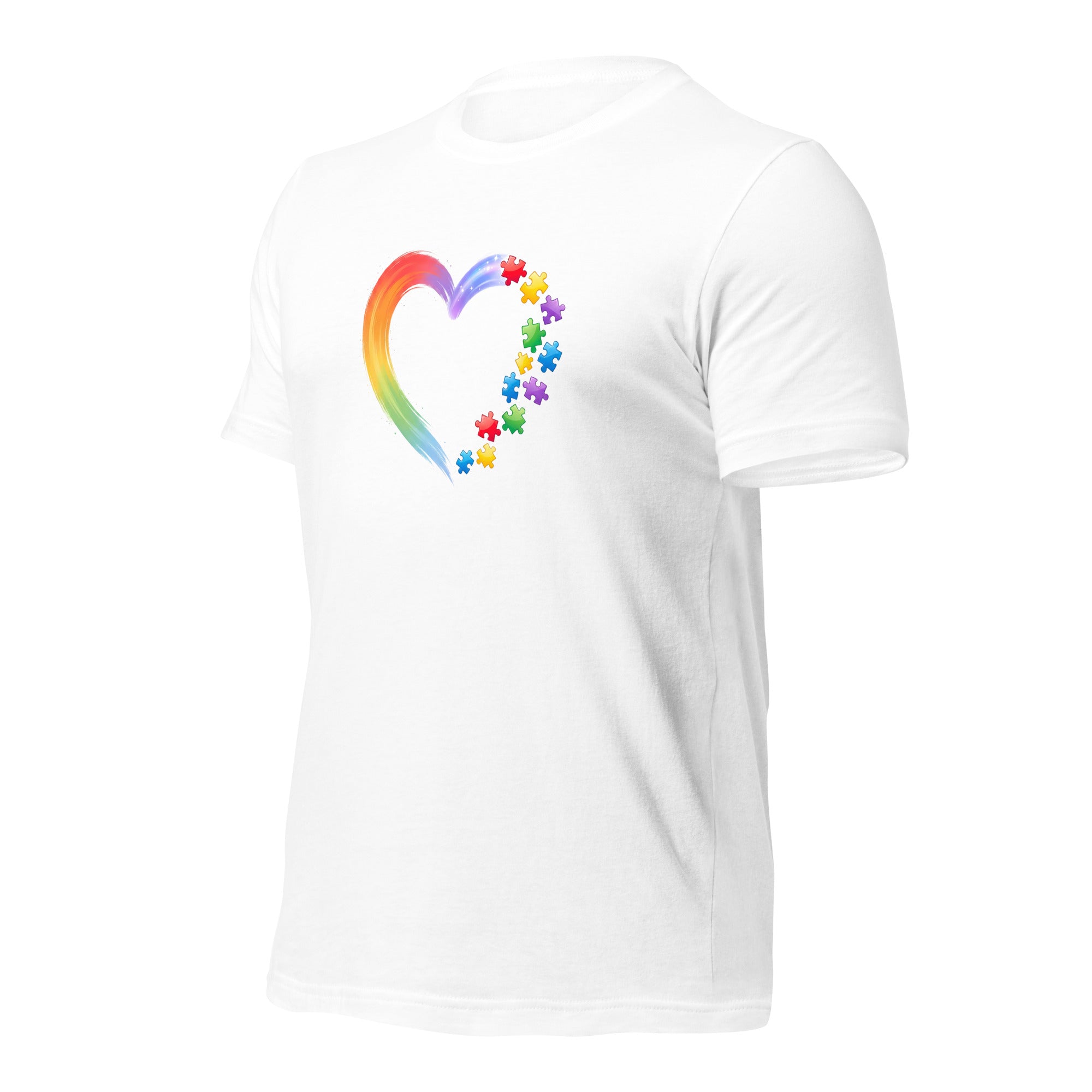 White unisex staple t-shirt shown from the left front.