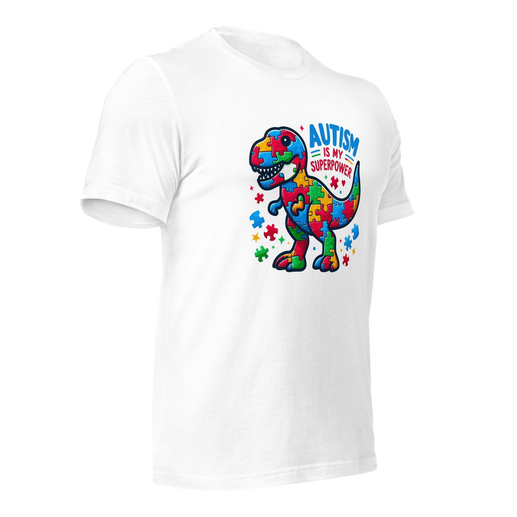 White unisex staple t-shirt shown from the right front.