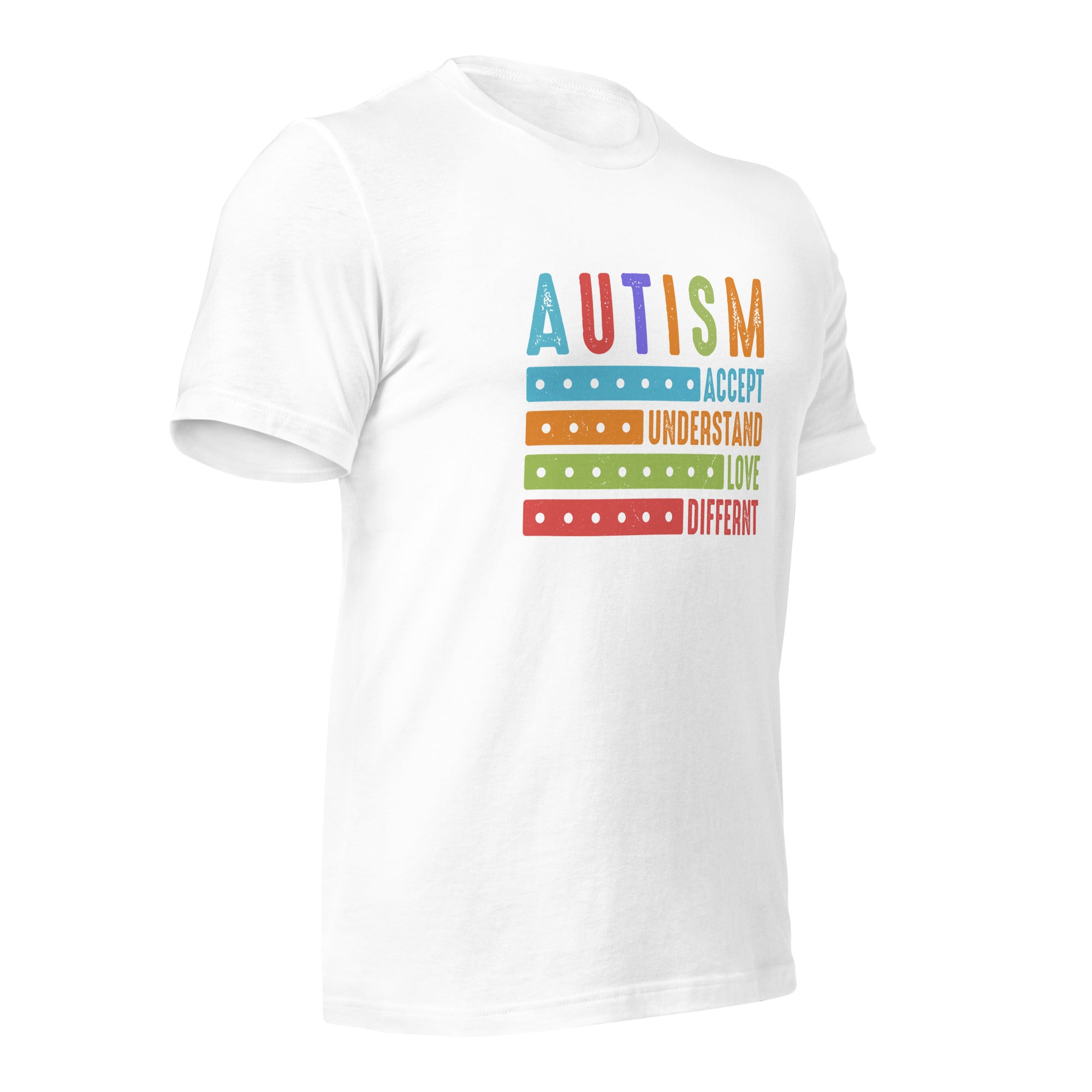 White unisex staple t-shirt shown from the right front.