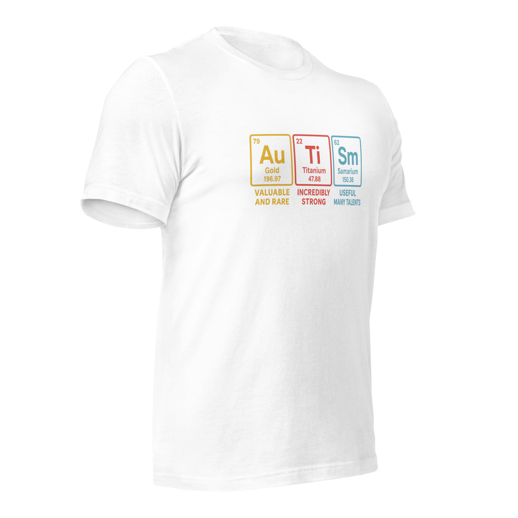 White unisex staple t-shirt shown from the right front.