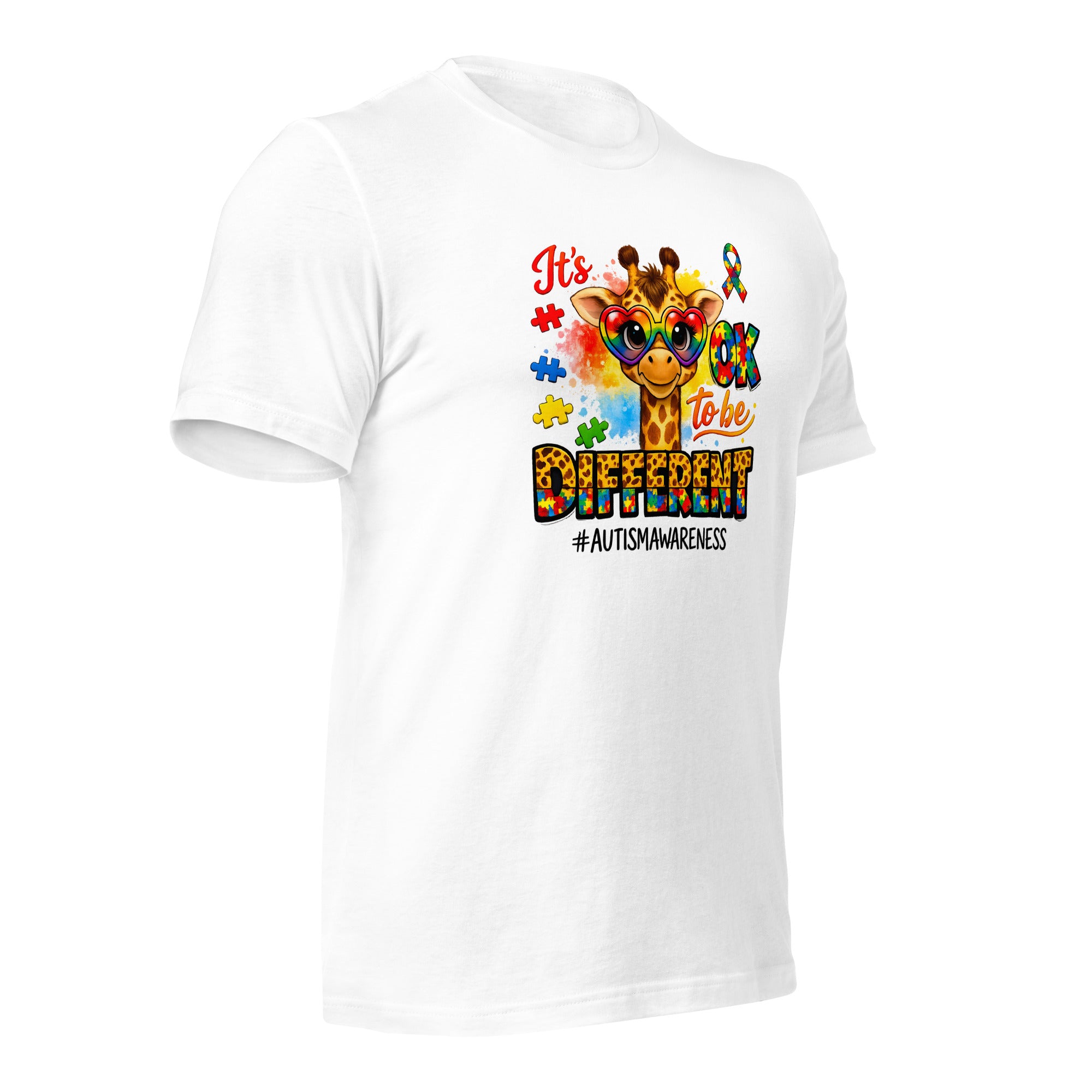 White unisex staple t-shirt shown from the right front.