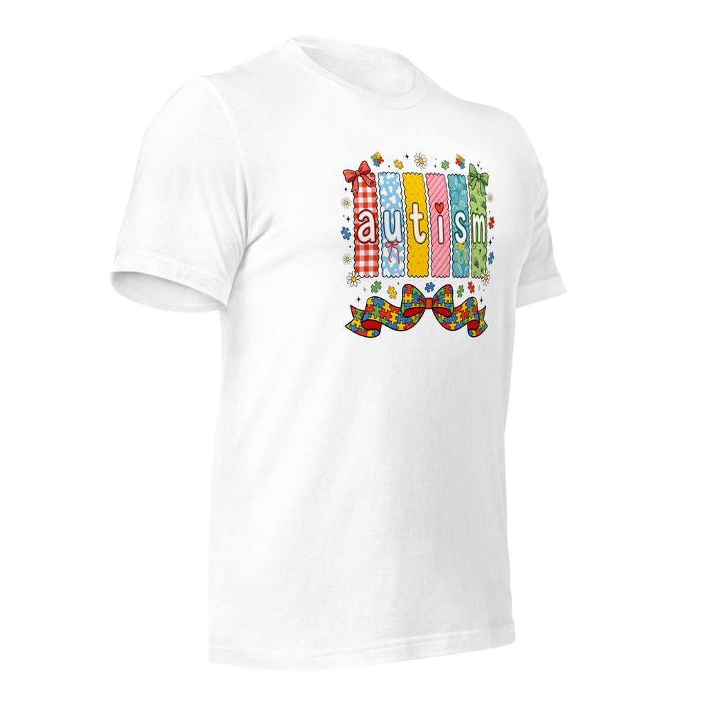 White unisex staple t-shirt shown from the right front.