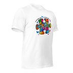 White unisex staple t-shirt shown from the right front.