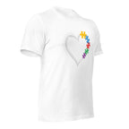 White unisex staple t-shirt shown from the right front.