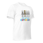 White unisex staple t-shirt shown from the right front.