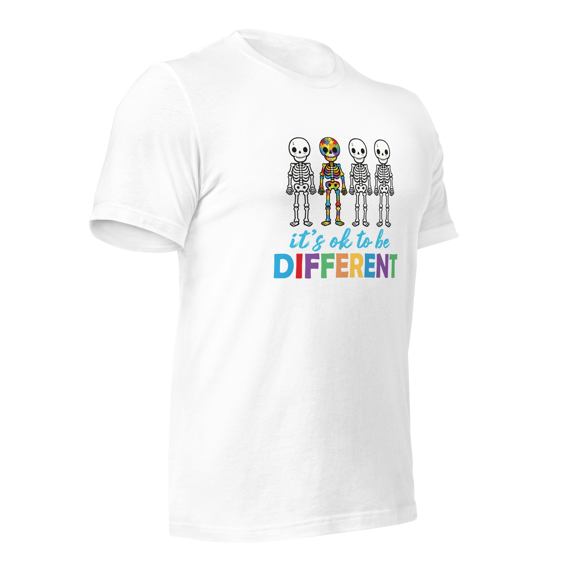 White unisex staple t-shirt shown from the right front.
