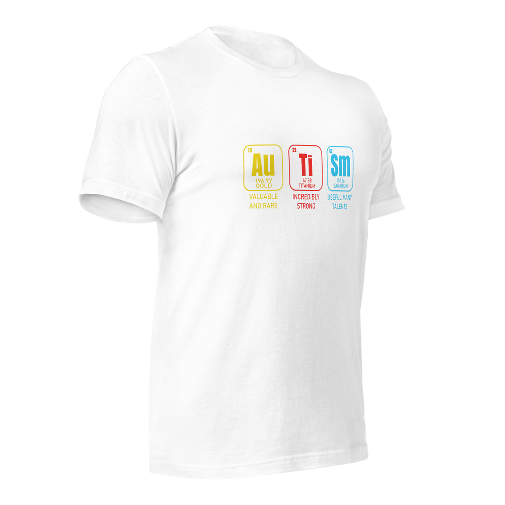 White unisex staple t-shirt shown from the right front.