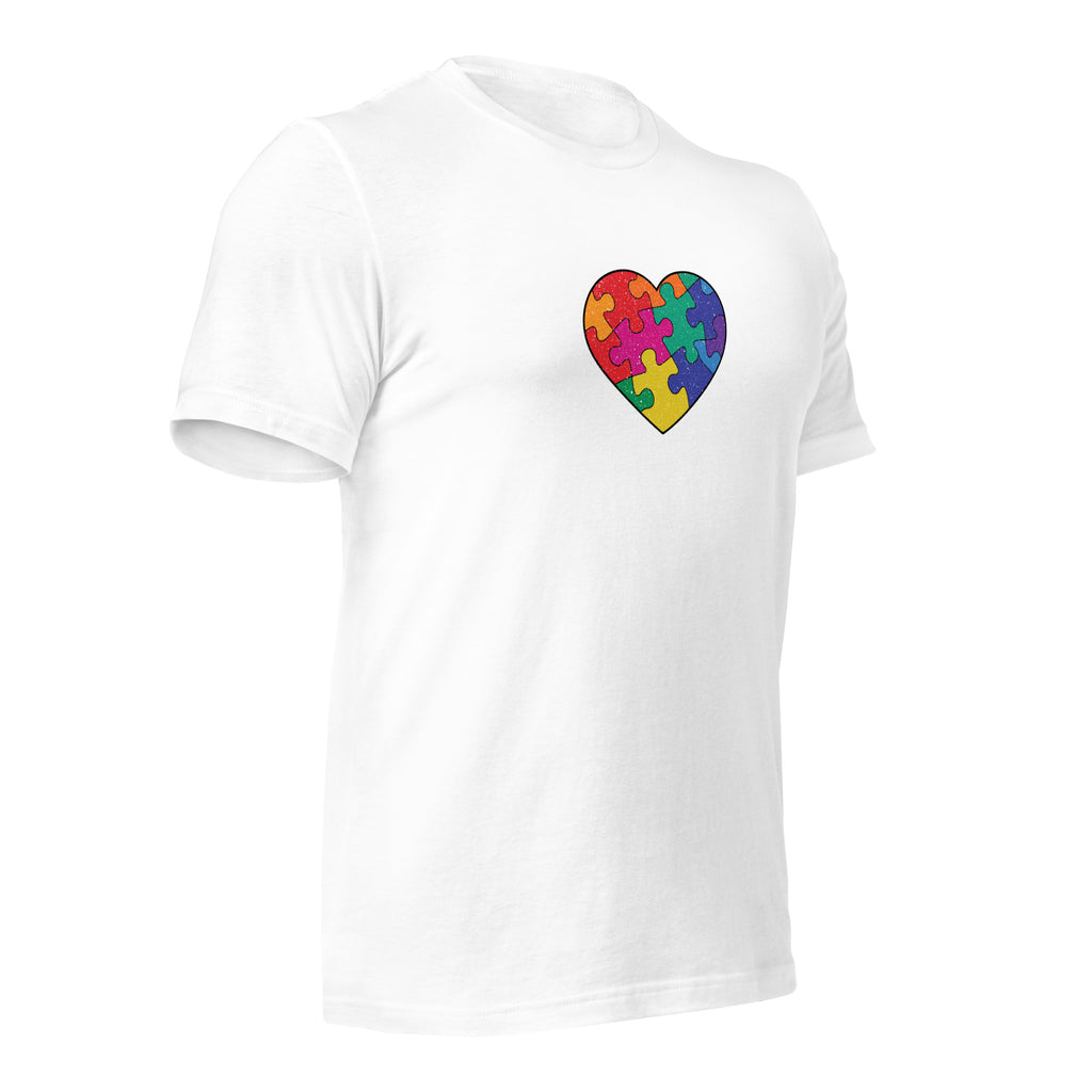 White unisex staple t-shirt shown from the right front.