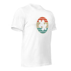 White unisex staple t-shirt shown from the right front.