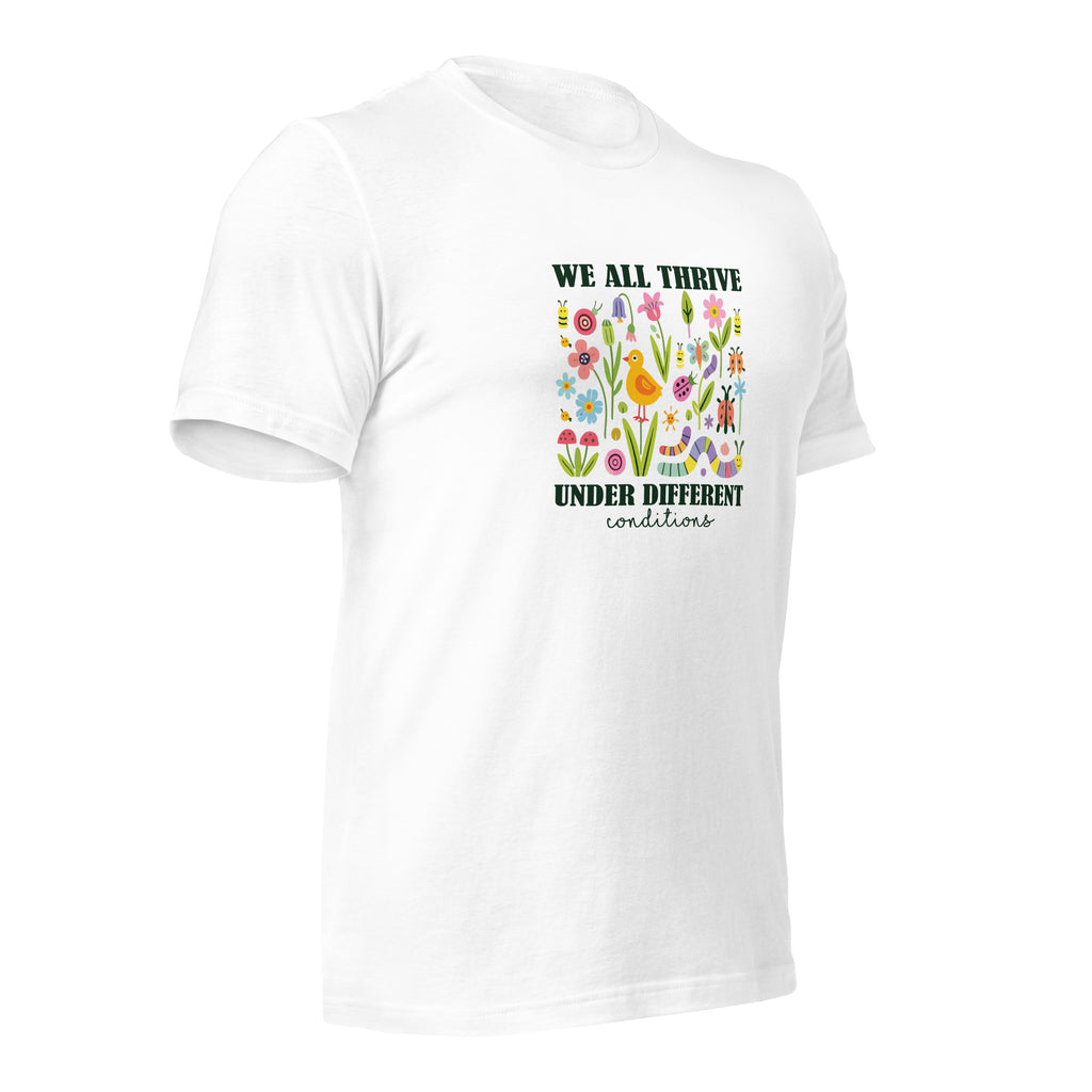 White unisex staple t-shirt shown from the right front.