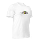 White unisex staple t-shirt shown from the right front.