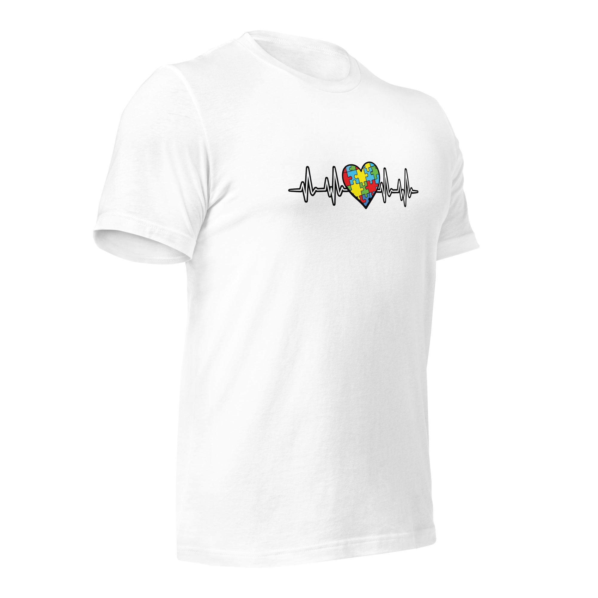 White unisex staple t-shirt shown from the right front.