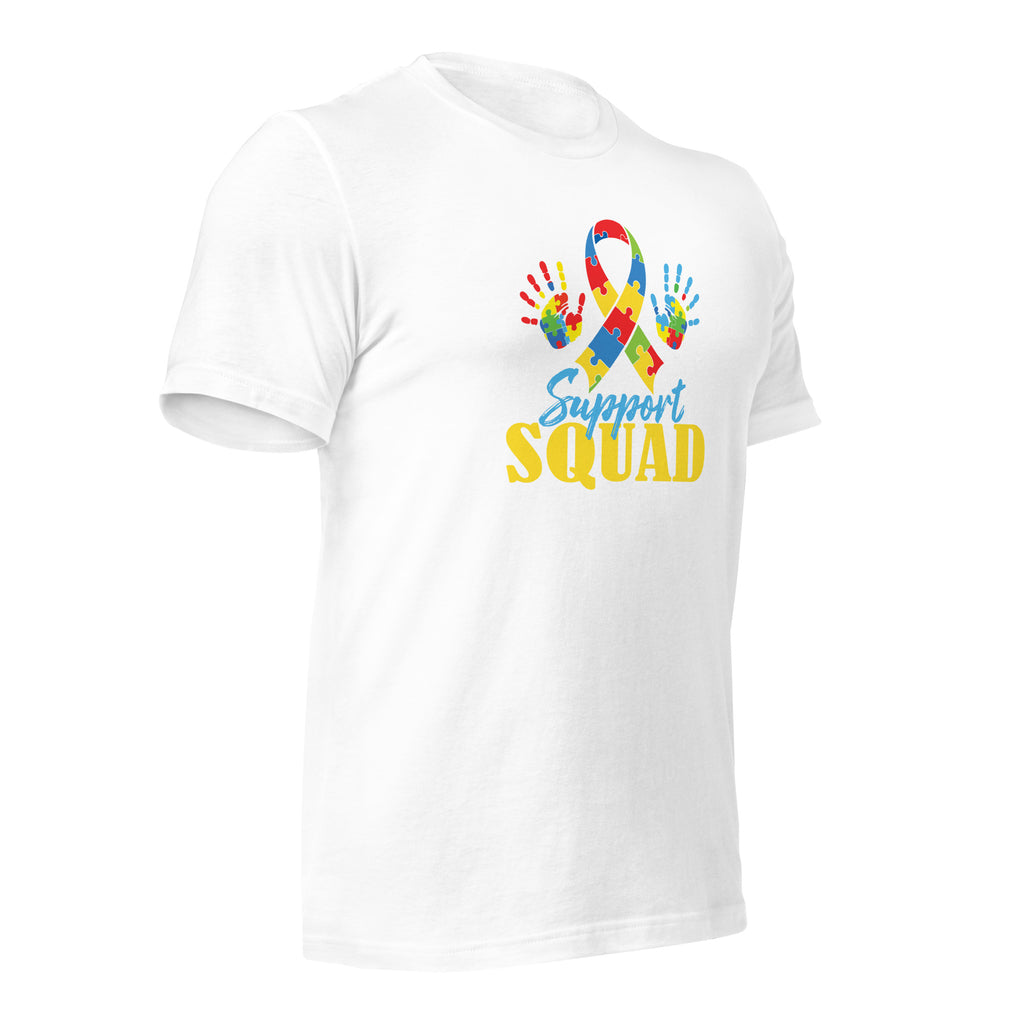 White unisex staple t-shirt shown from the right front.