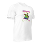 White unisex staple t-shirt shown from the right front.
