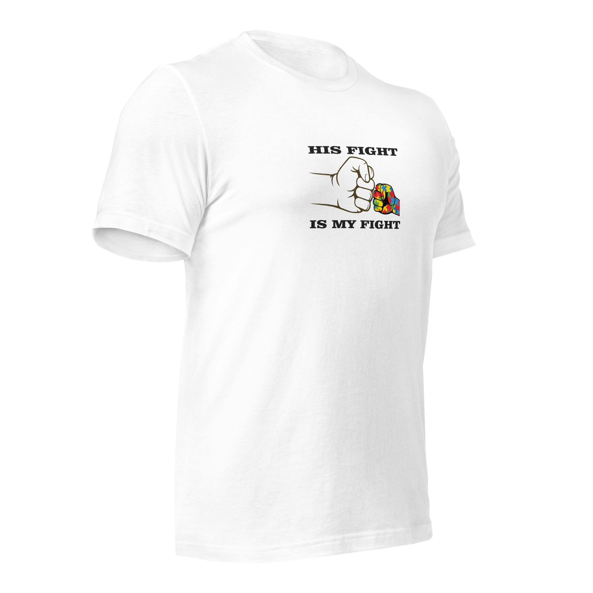 White unisex staple t-shirt shown from the right front.