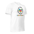 White unisex staple t-shirt shown from the right front.