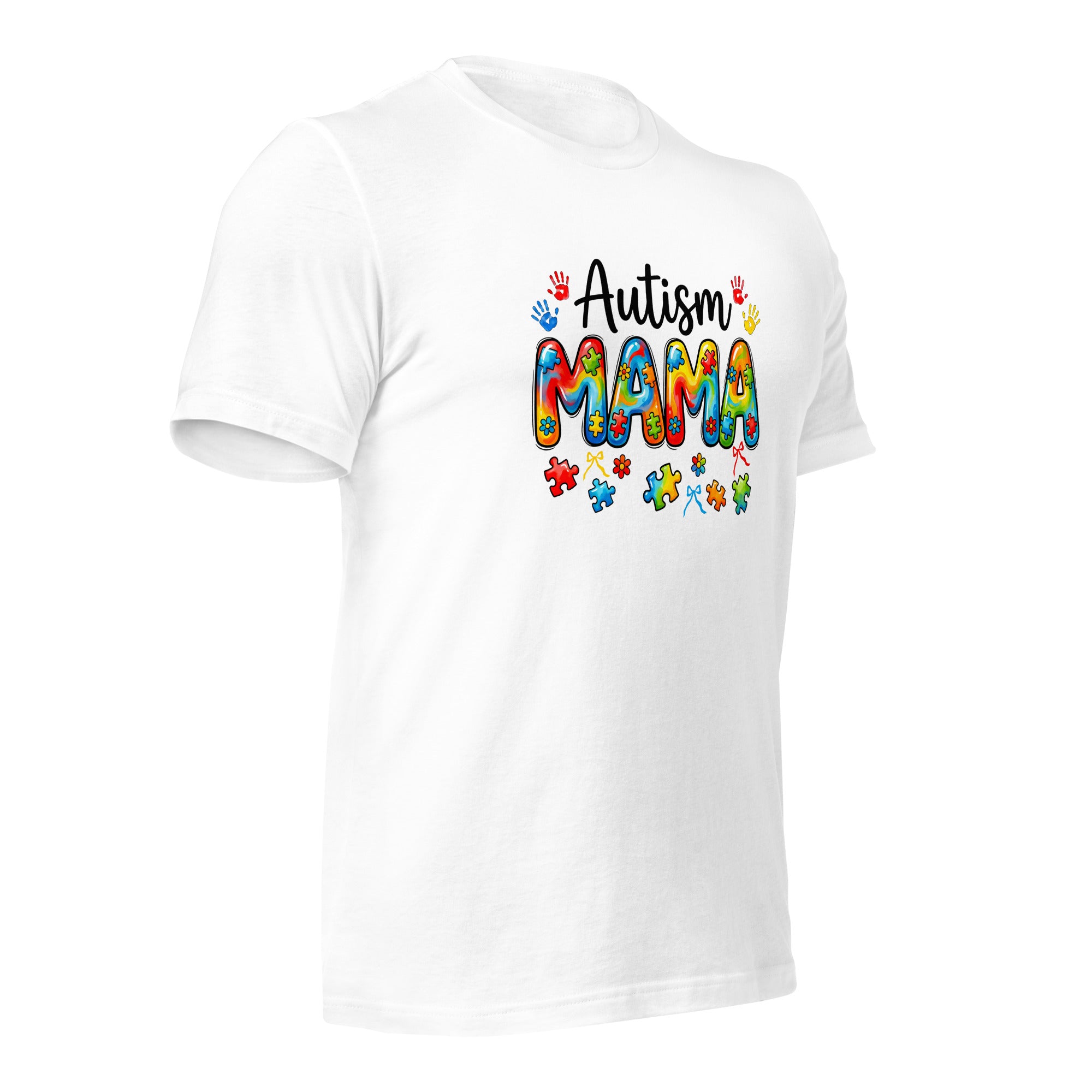 White unisex staple t-shirt shown from the right front.