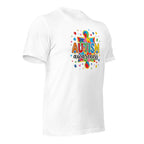 White unisex staple t-shirt shown from the right front.