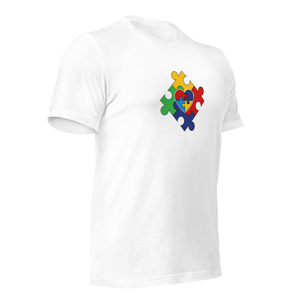 White unisex staple t-shirt shown from the right front.