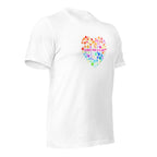 White unisex staple t-shirt shown from the right front.