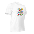 White unisex staple t-shirt shown from the right front.