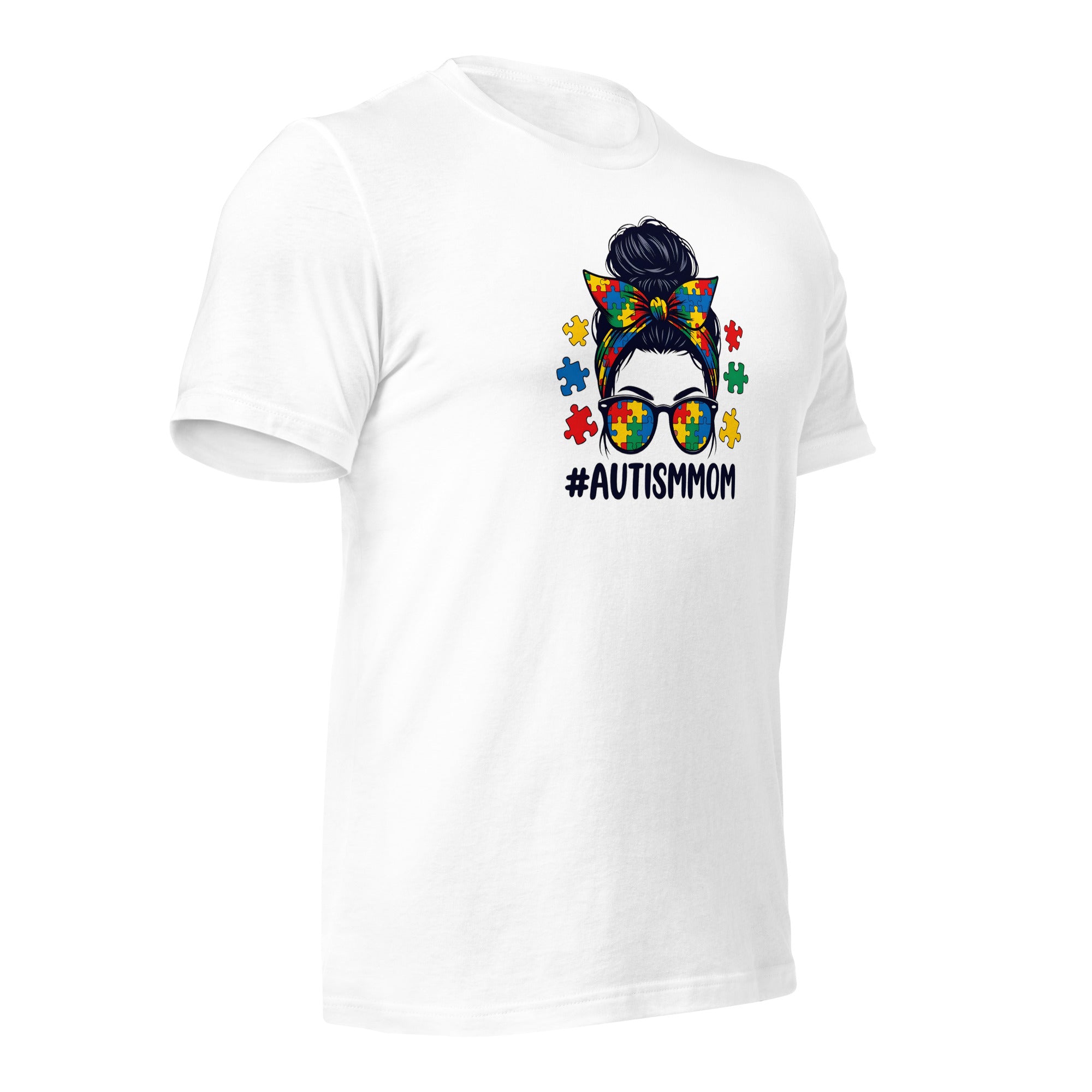 White unisex staple t-shirt shown from the right front.