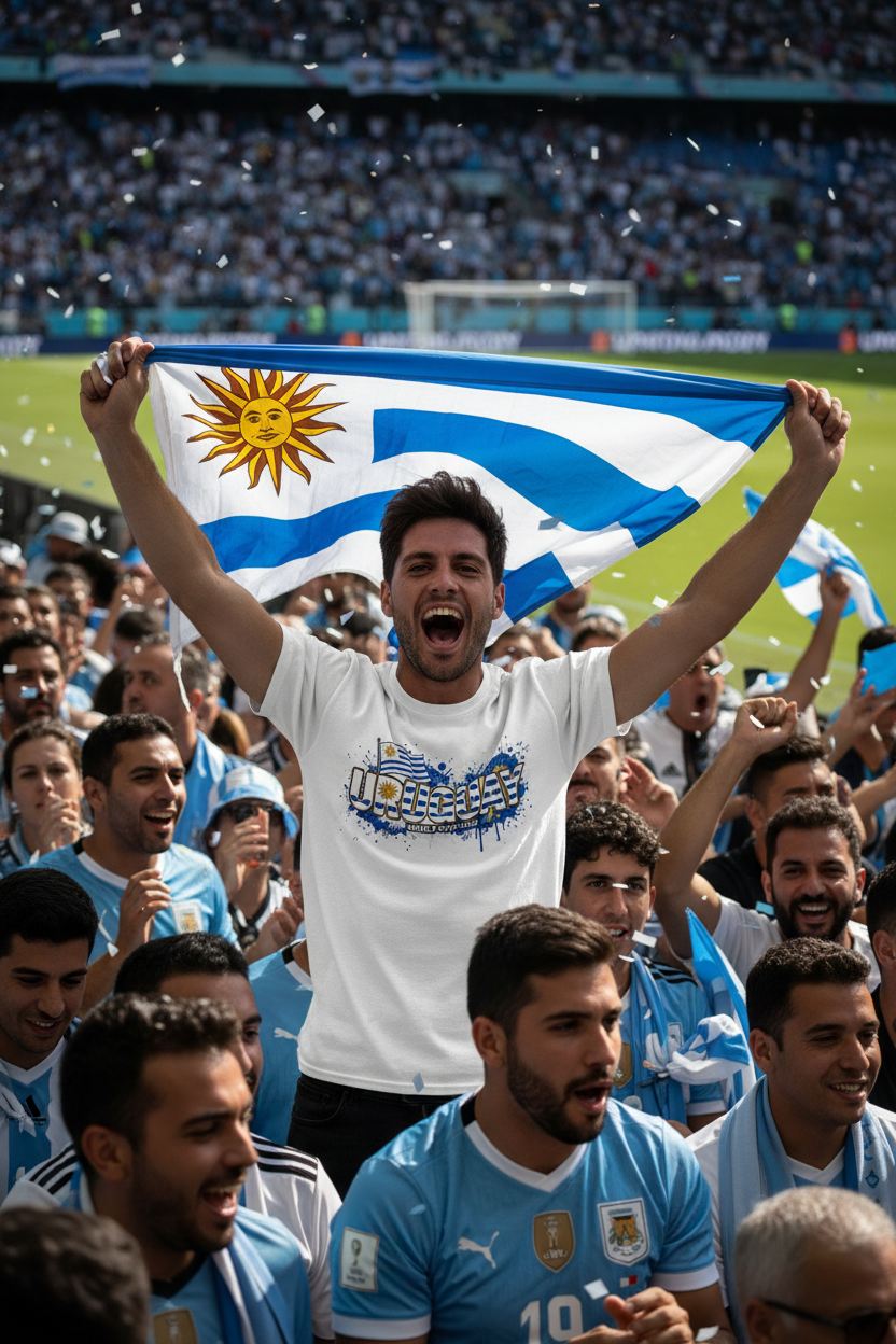 Uruguay World Cup 2026 T-Shirt - Bold Graffiti Flag Design by StayClothed.com