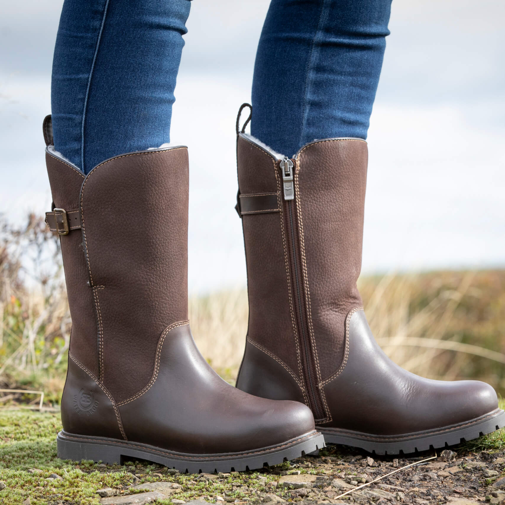 Bareback Footwear Quebec Waterproof Zip Up Wool Lined Boots Brown